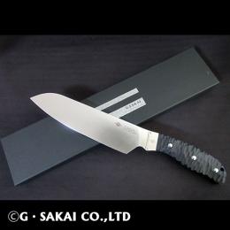 【予約】K01SGA　三徳包丁　ブラックG-10　アイヌ柄