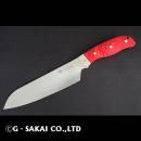 K01SRGA　三徳包丁　レッドG-10　アイヌ柄