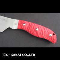 K01SRGA　三徳包丁　レッドG-10　アイヌ柄
