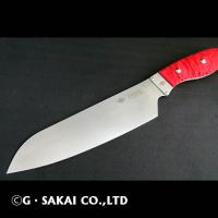 K01SRGA　三徳包丁　レッドG-10　アイヌ柄