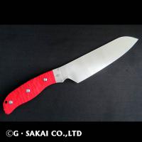 K01SRGA　三徳包丁　レッドG-10　アイヌ柄