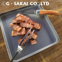 BBQ・ローストビーフ用二股大型フォーク　ウッド