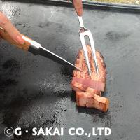 BBQ・ローストビーフ用二股大型フォーク　ウッド